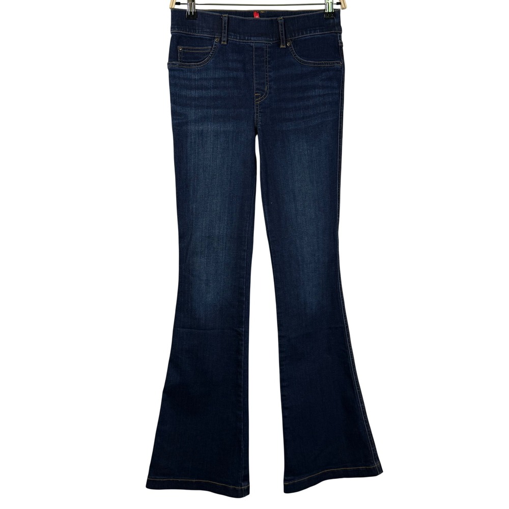 Spanx Pull On Flare Jeans Midnight Shade Dark Wash Denim 20327Q Indigo Womens S
